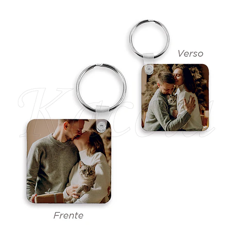 Porta-chaves Personalizado Quadrado com Foto Dupla
