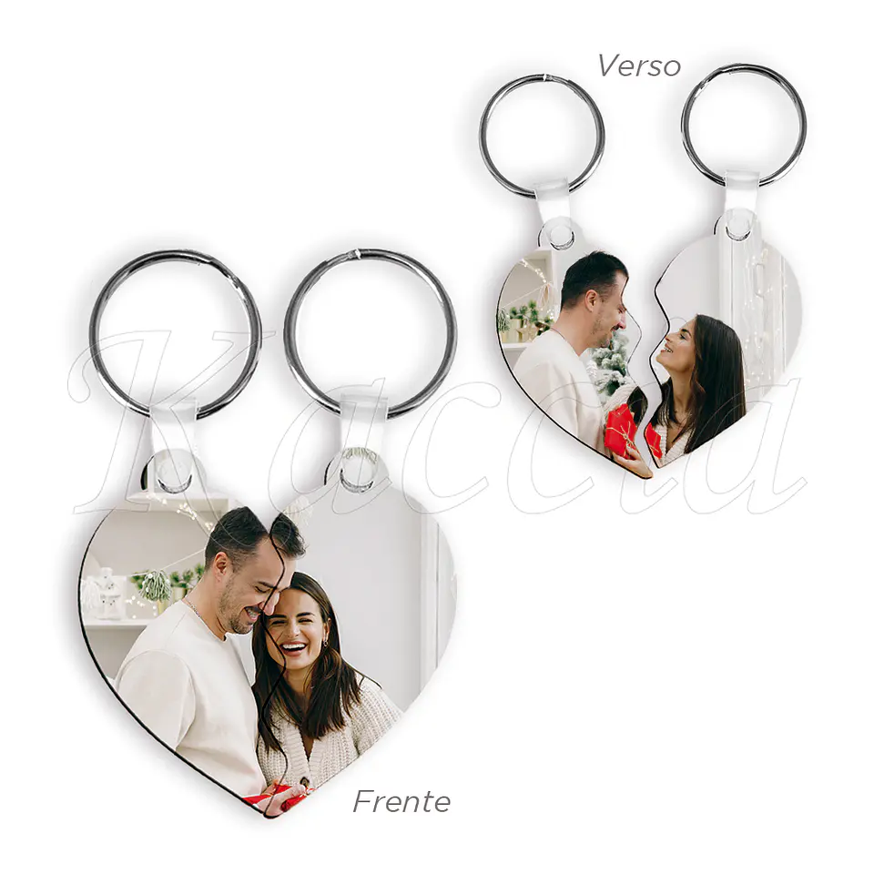 Porta-chaves Personalizado Coração Partido com Foto Dupla 1