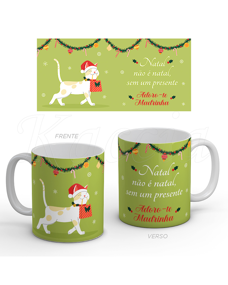 Caneca Personalizável Natal Gatinho