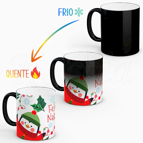 Caneca Natal Rena e Pinguim