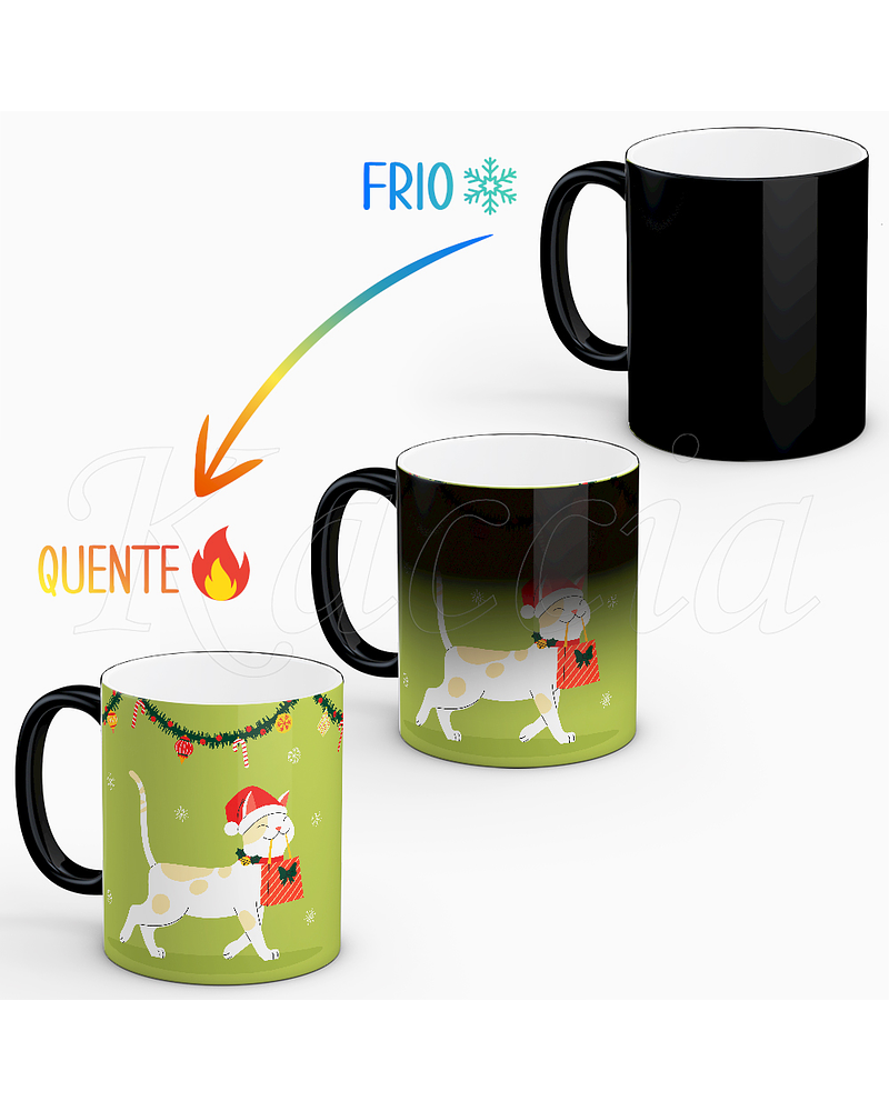 Caneca Personalizável Natal Gatinho