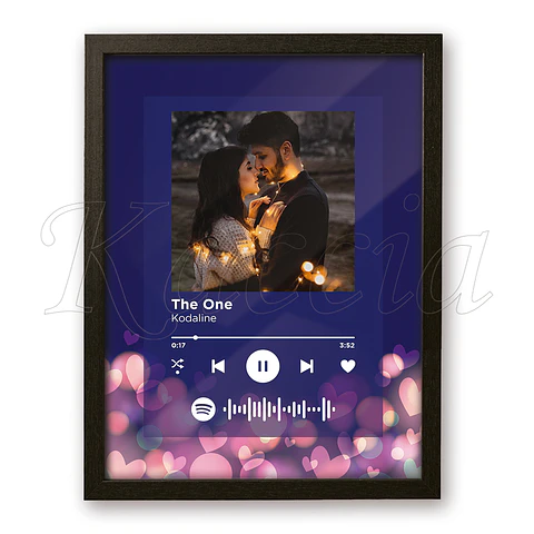 Quadro Spotify Personalizado Corações Bokeh