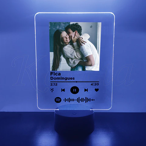 Placa Spotify LED Personalizada com Foto