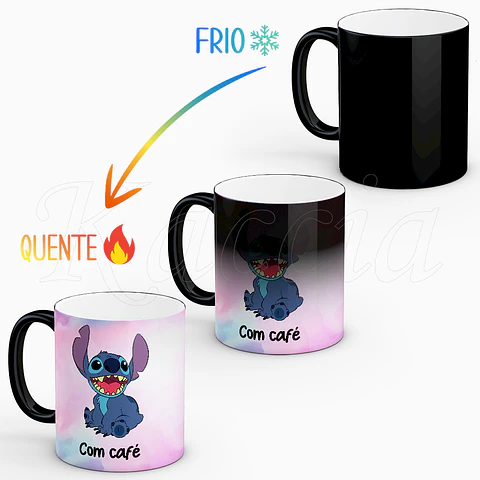 Caneca Com e Sem Café Stitch