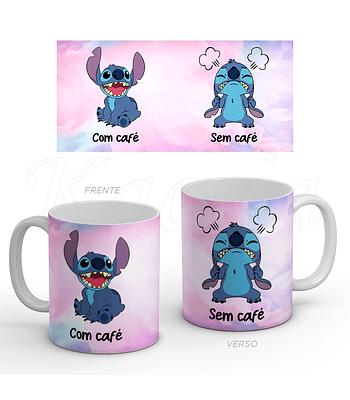 Caneca Com e Sem Café Stitch