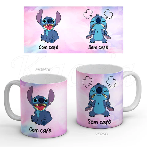 Caneca Com e Sem Café Stitch