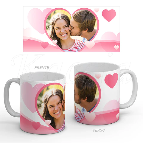 Caneca Personalizada Corações com Foto