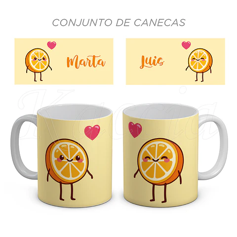 Conjunto de Canecas Personalizadas Meia Laranja