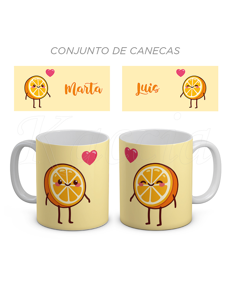 Conjunto de Canecas Personalizáveis Meia Laranja