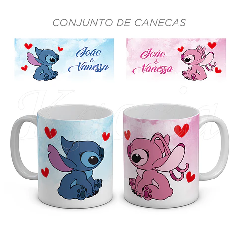 Conjunto de Canecas Personalizadas Stitch & Ángel
