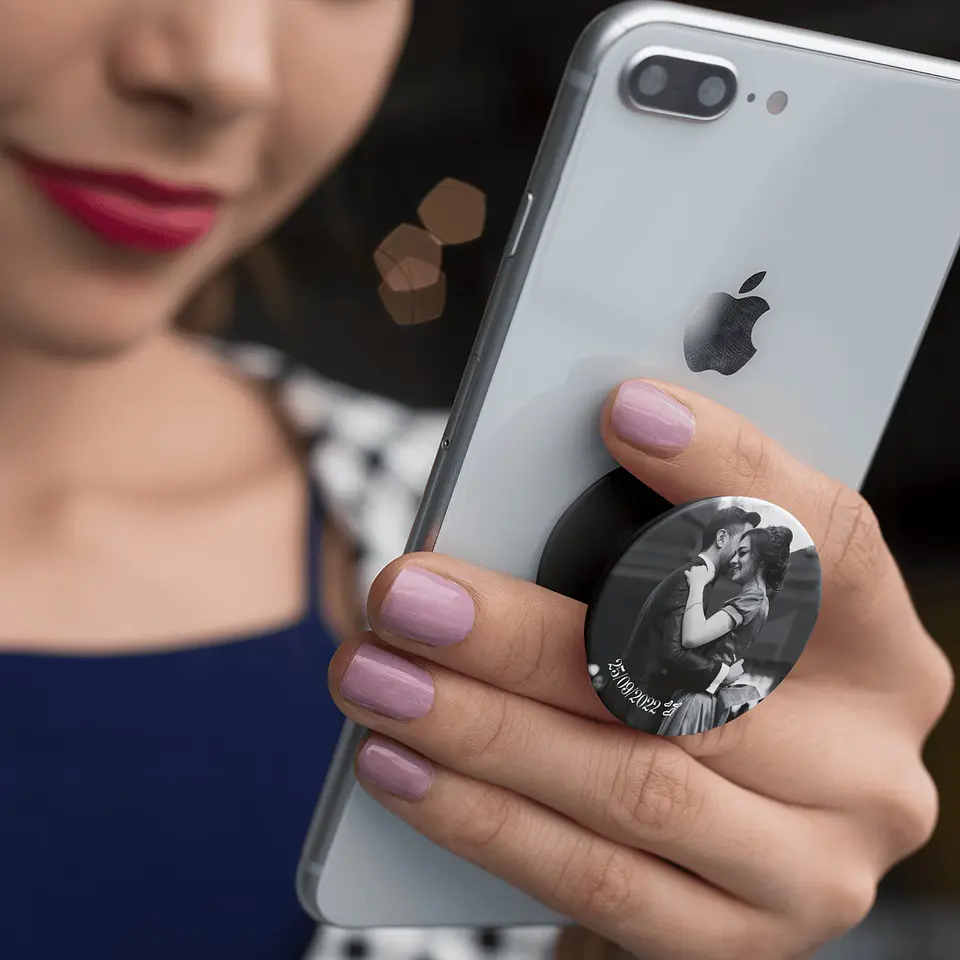 Pop Socket Personalizado com Foto e Data 3