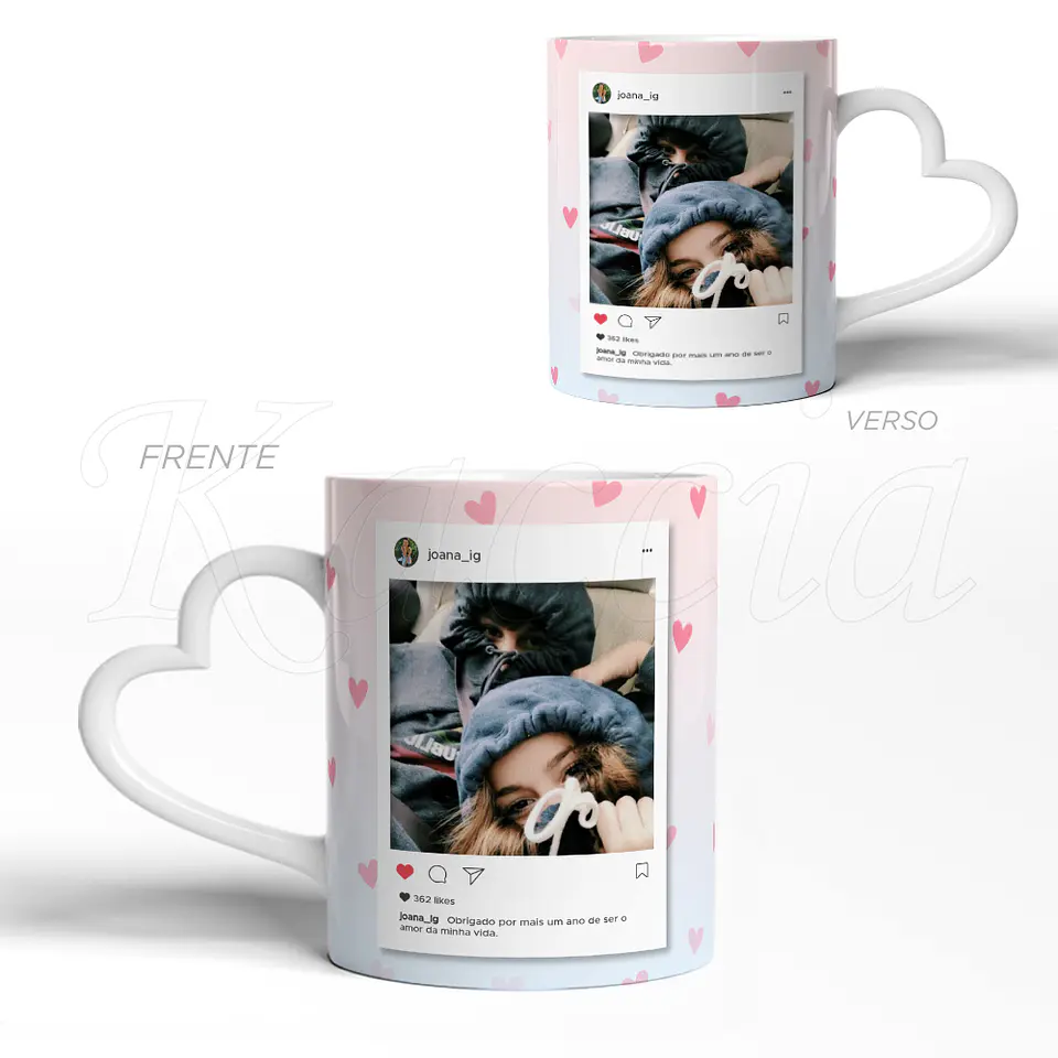 Caneca Personalizada Instagram Hearts 5