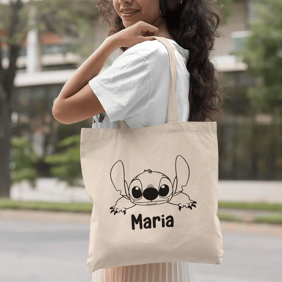 Saco Tote Bag Personalizado Stitch Nomes 3