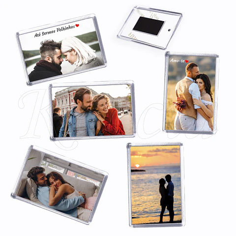 Conjunto de 5 Ímans Personalizados Acrílico com Foto e Frase