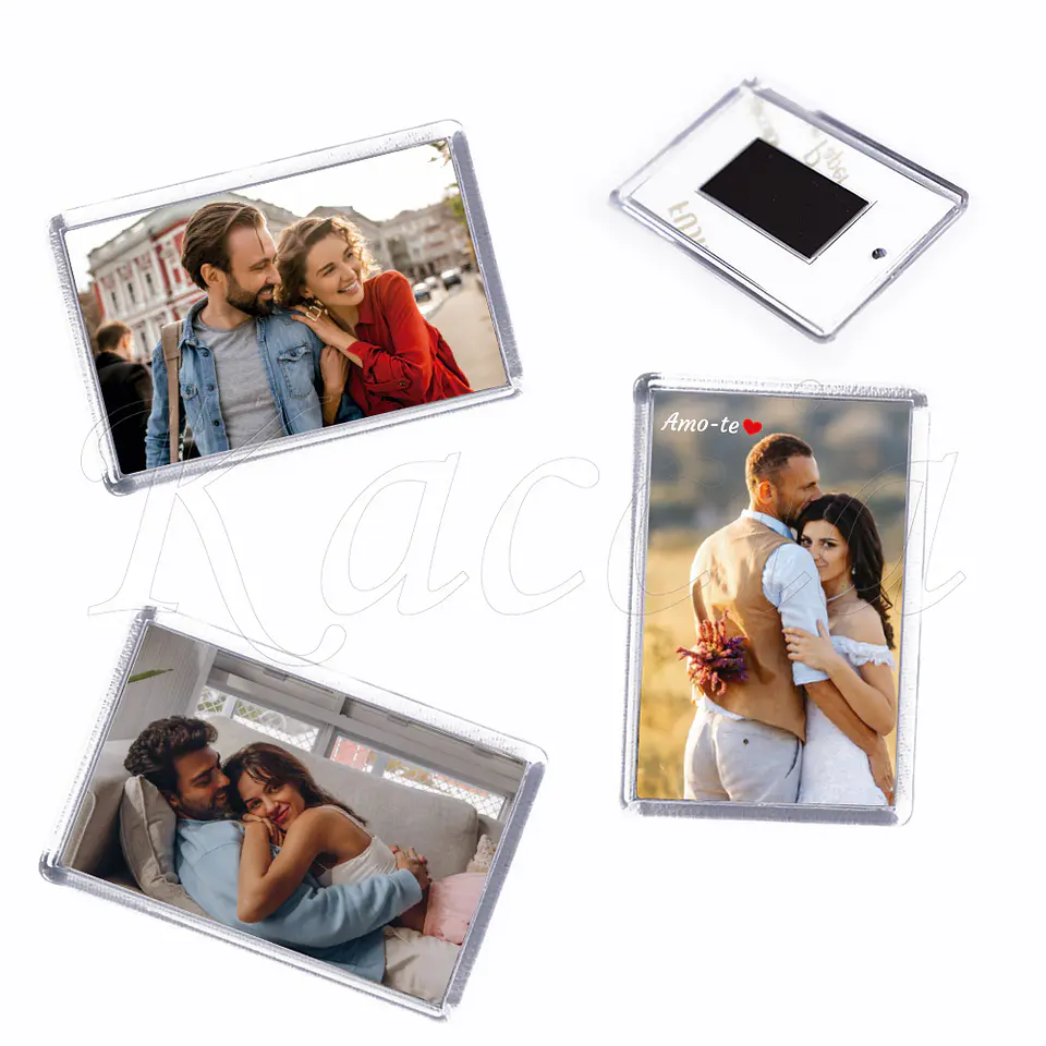 Conjunto de 3 Ímans Personalizados Acrílico com Foto e Frase 2