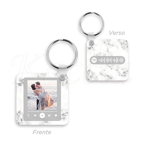 Porta-chaves Spotify Square Mármore Branco