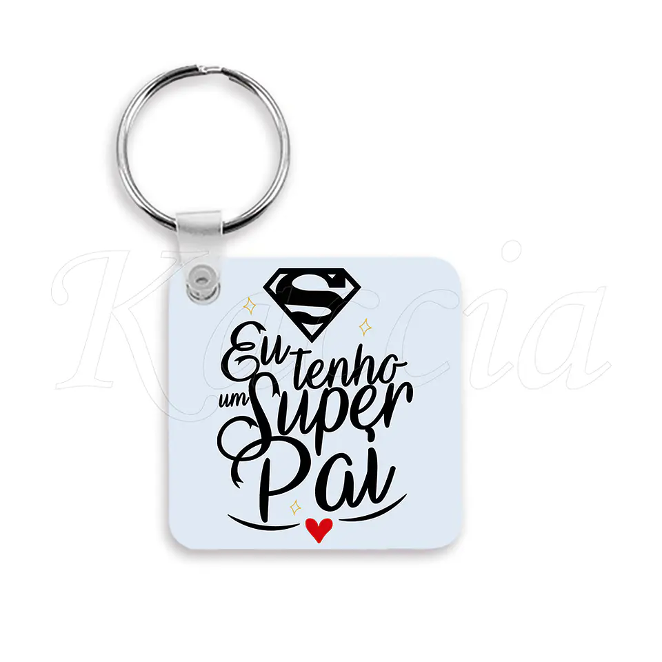 Porta-chaves Personalizado Quadrado com Foto Super Pai 3