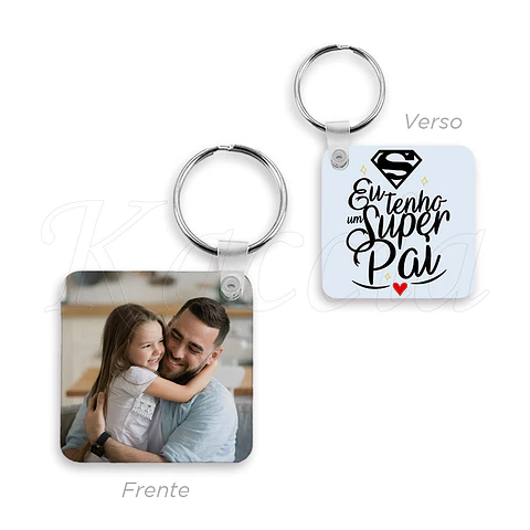 Porta-chaves Personalizado Quadrado com Foto Super Pai