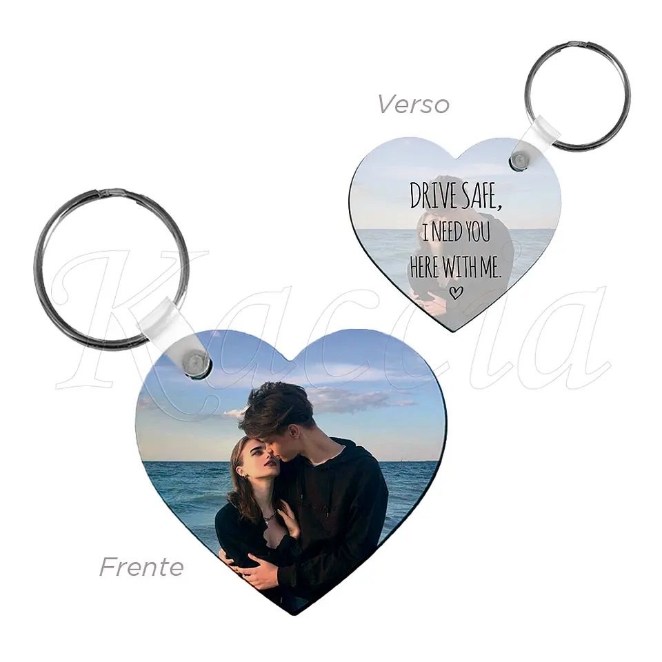 Porta-chaves Personalizado Coração com Foto e Frase 1
