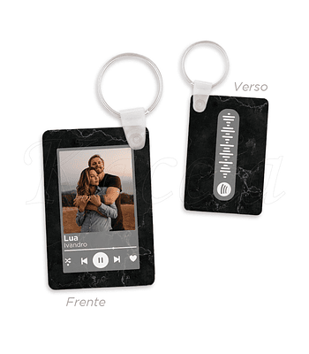 Porta-chaves Spotify Rectangular Mármore Preto