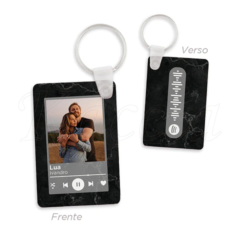 Porta-chaves Spotify Rectangular Mármore Preto