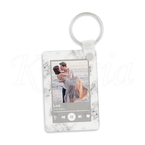 Porta-chaves Spotify Rectangular Mármore Branco