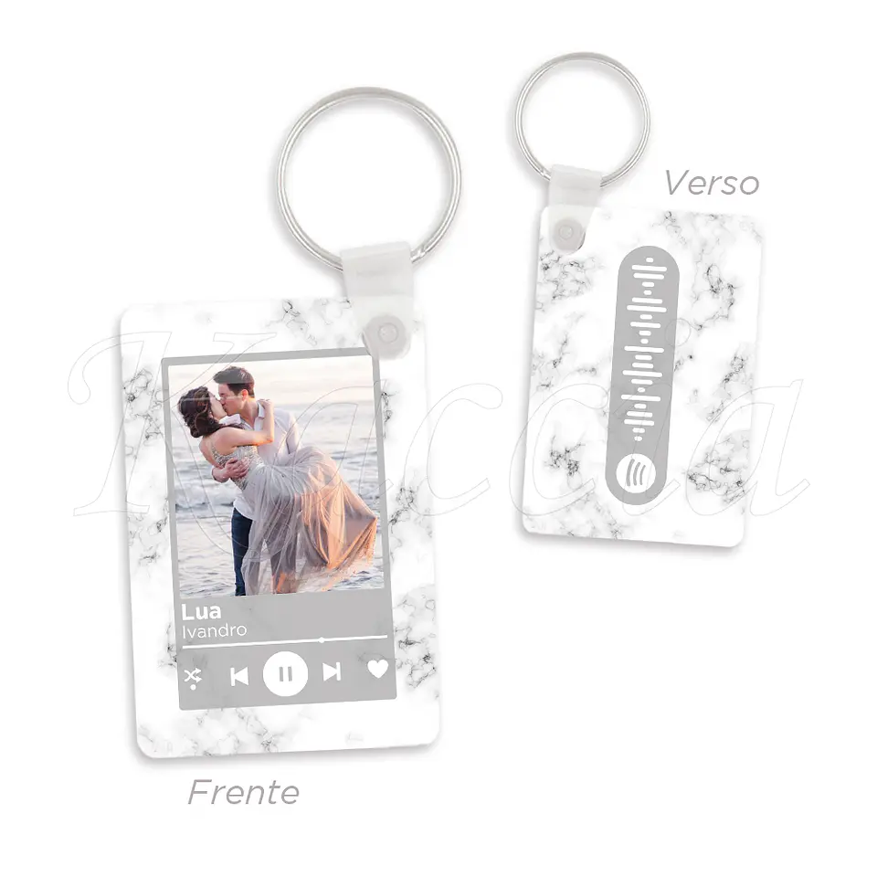Porta-chaves Spotify Rectangular Mármore Branco 1