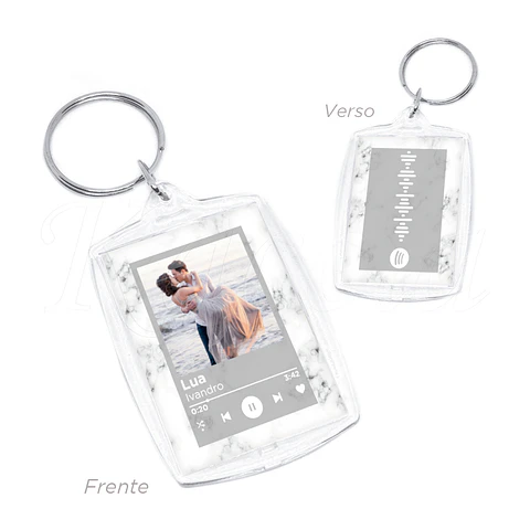 Porta-chaves Spotify Acrílico Mármore Branco