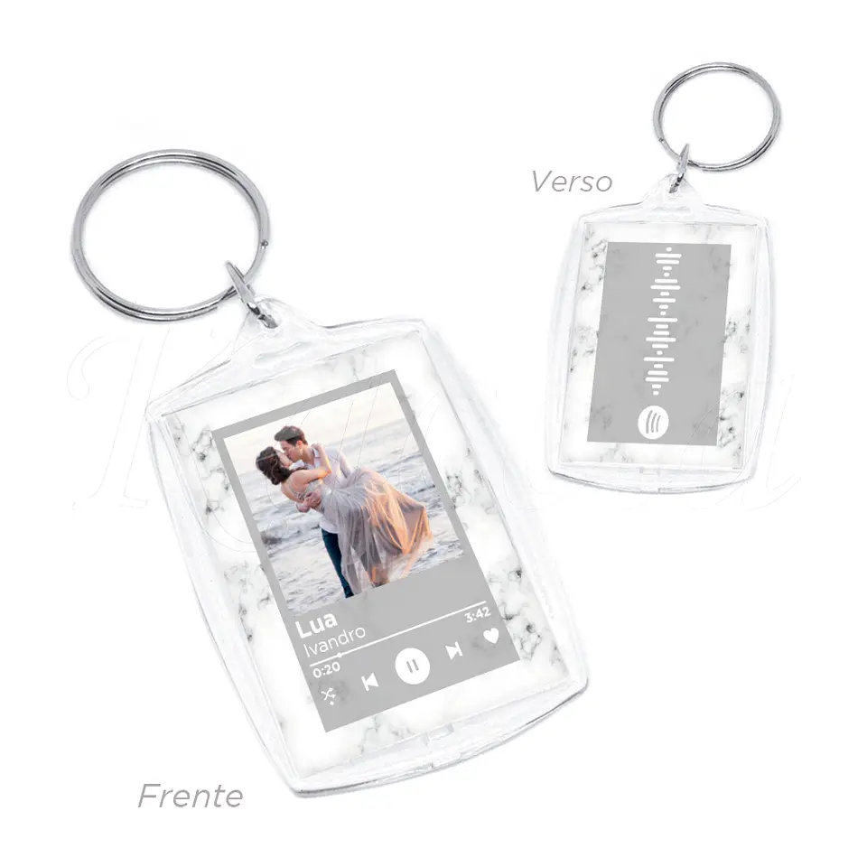 Porta-chaves Spotify Acrílico Mármore Branco 1