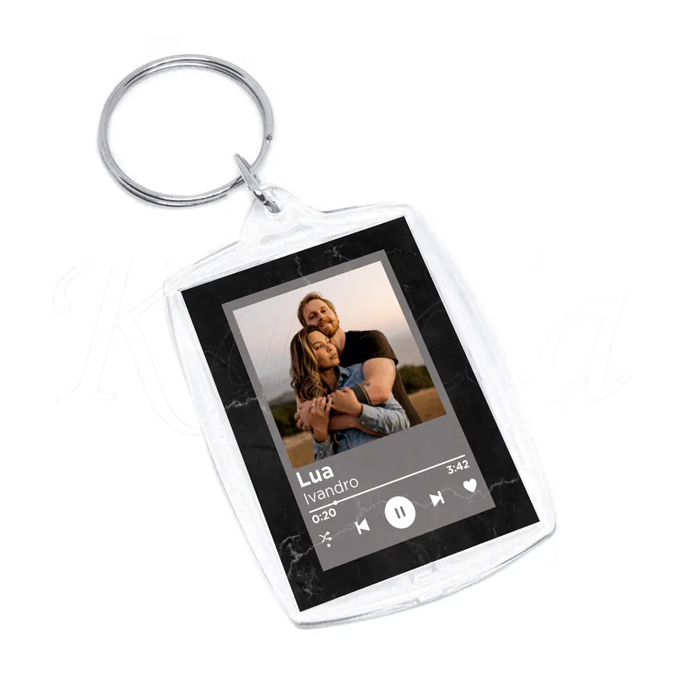 Porta-chaves Spotify Acrílico Mármore Preto 2