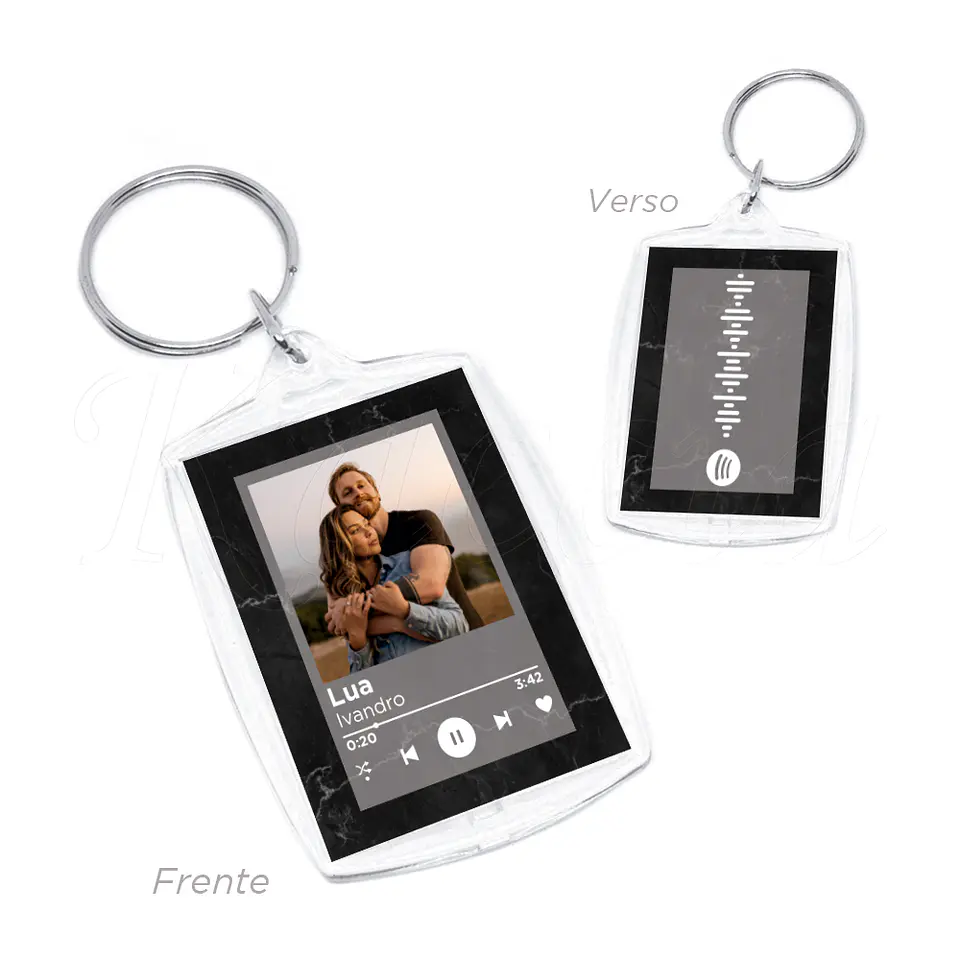 Porta-chaves Spotify Acrílico Mármore Preto 1
