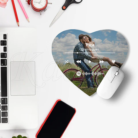 Tapete de Rato Spotify Coração Personalizado com Foto