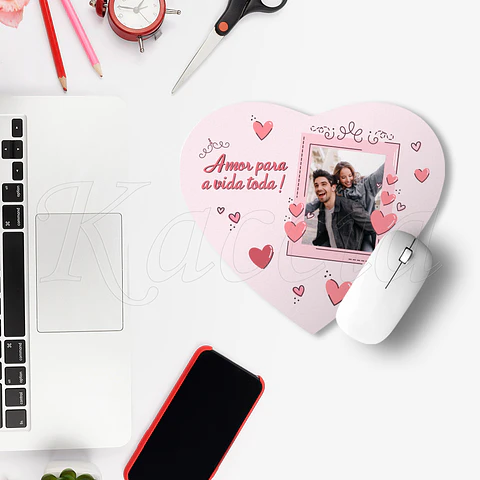 Tapete de Rato Coração Personalizado com Foto Pinky