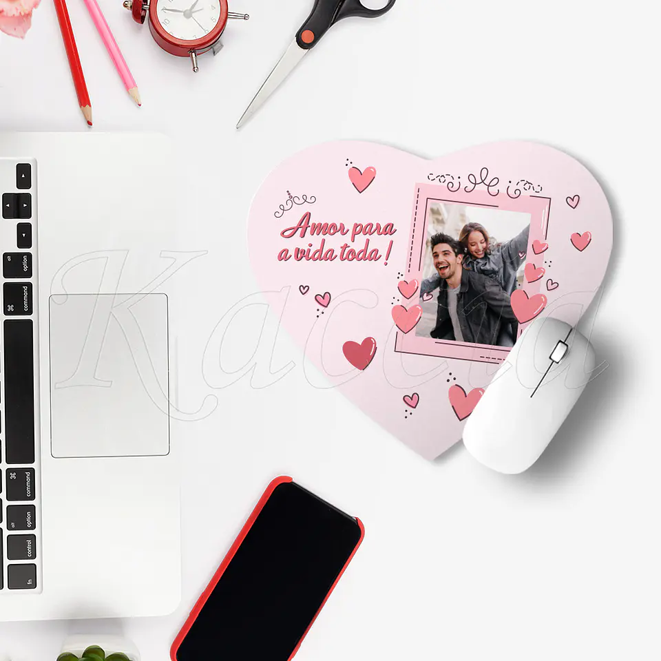 Tapete de Rato Coração Personalizado com Foto Pinky 2