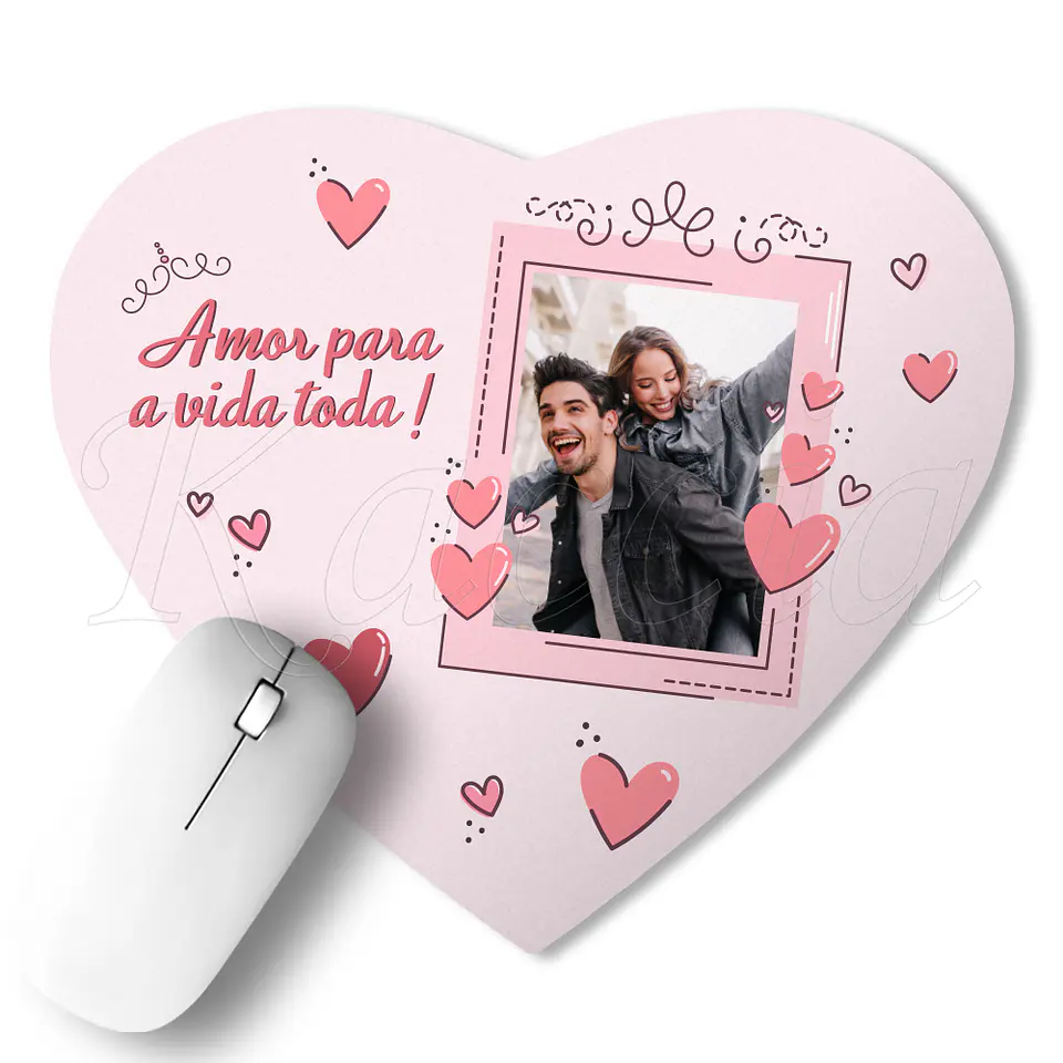 Tapete de Rato Coração Personalizado com Foto Pinky 1