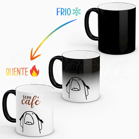 Caneca Com e Sem Café Flork