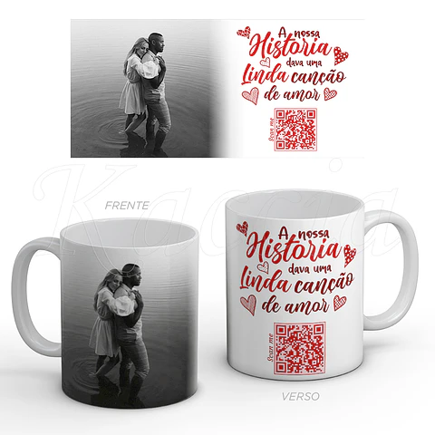 Caneca Personalizada Linda Canção de Amor QR Code