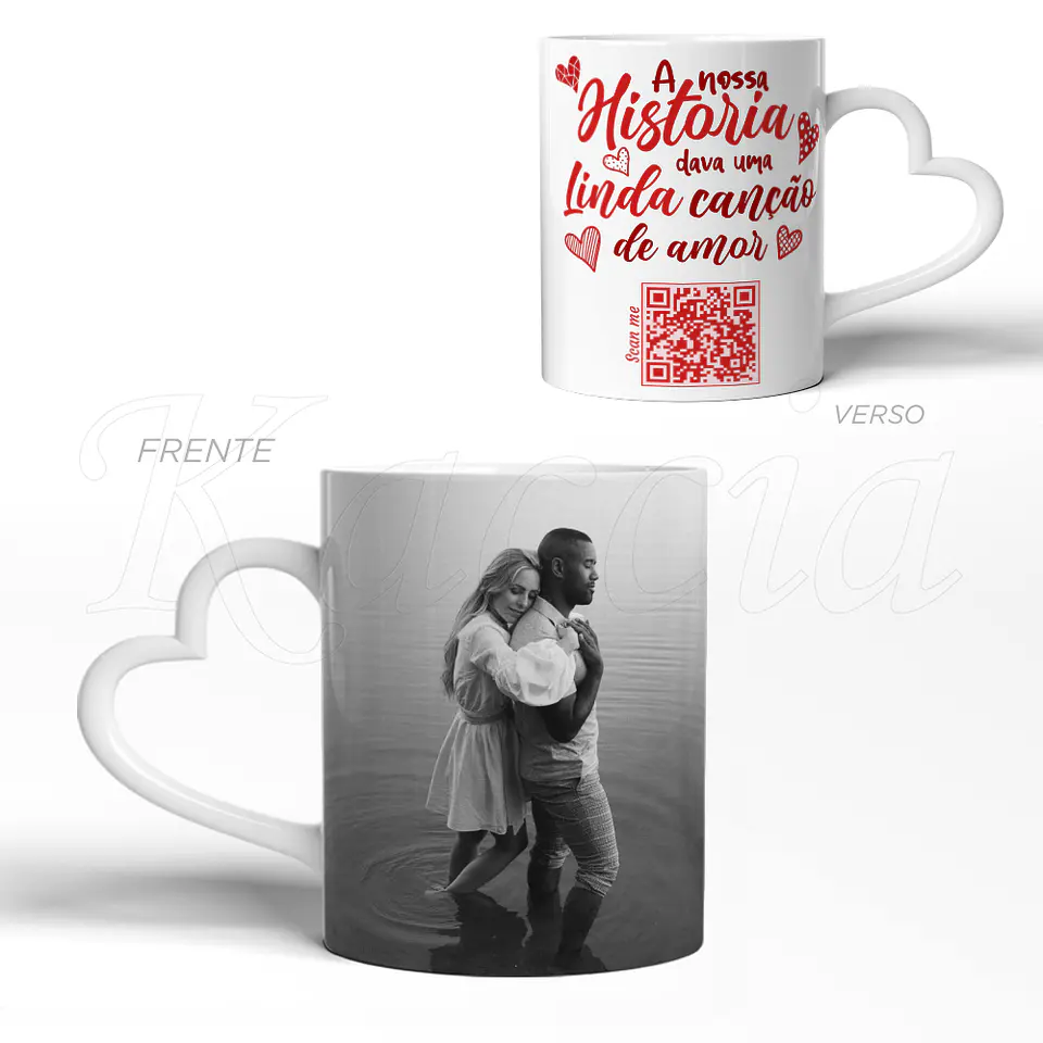 Caneca Personalizada Linda Canção de Amor QR Code 3