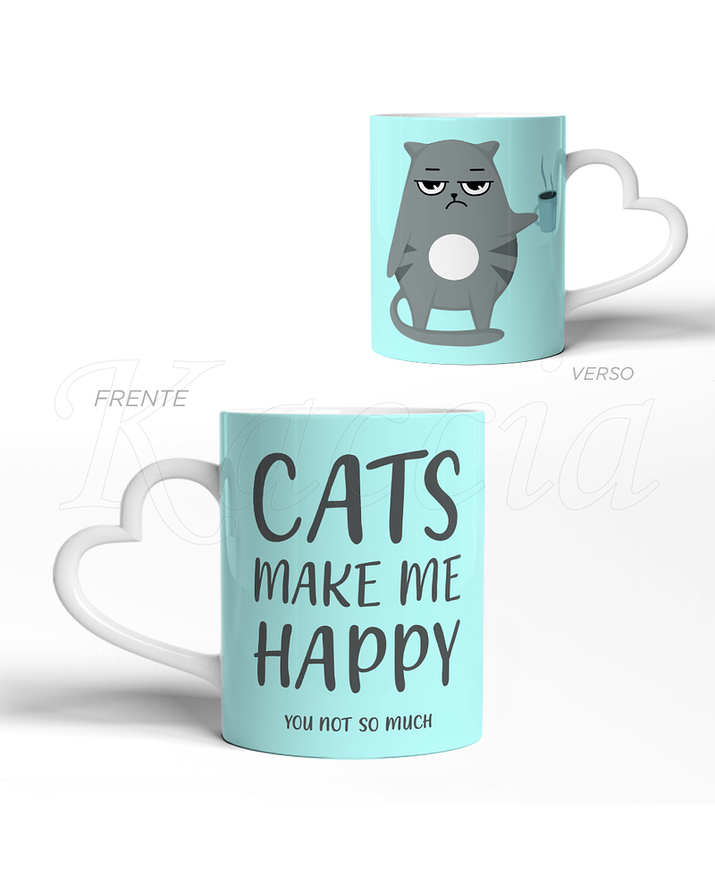 Caneca Cats Make Me Happy