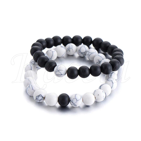 Conjunto Pulseiras para Casal Howlita Yin Yang