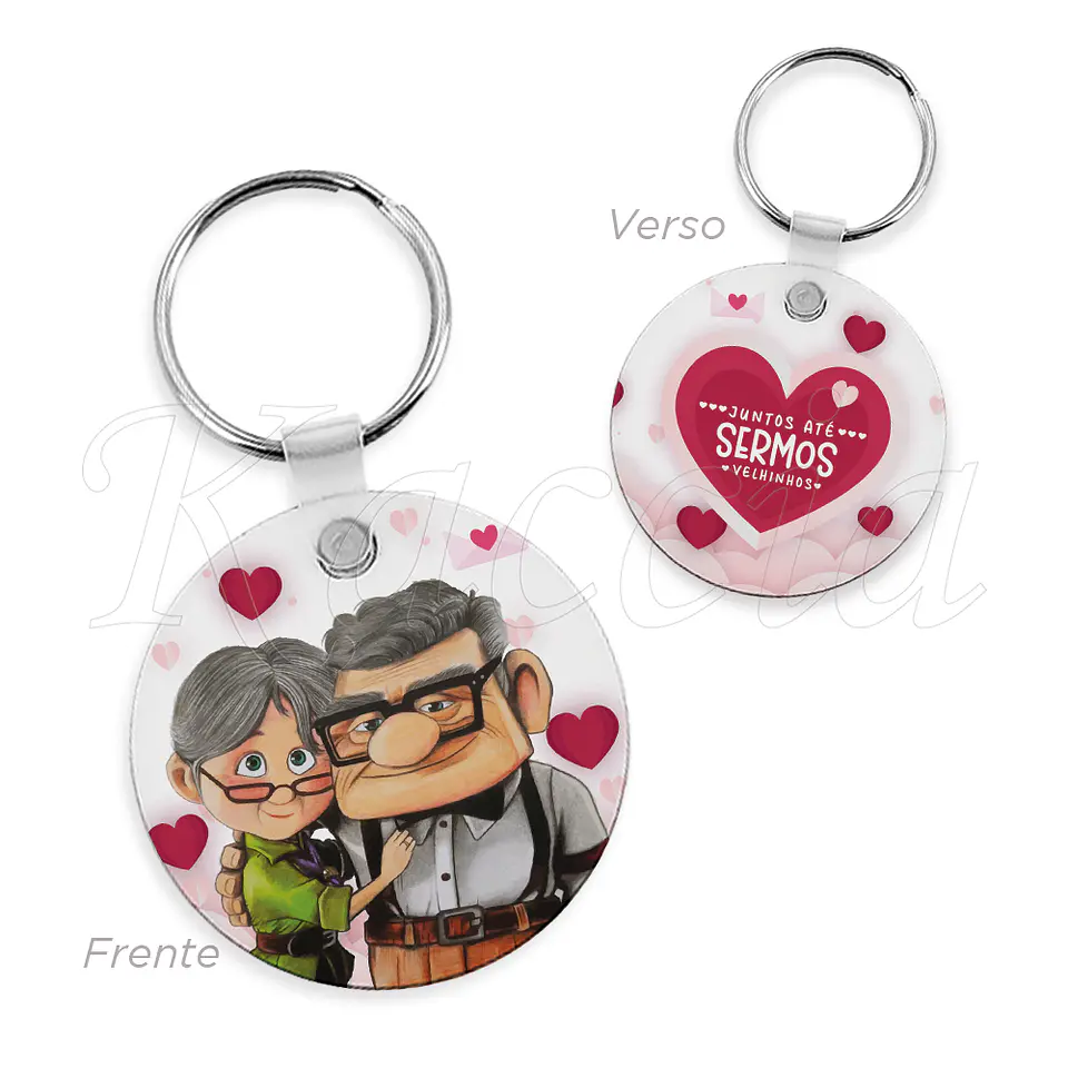 Porta-chaves Personalizado Redondo Juntos Até Sermos Velhinhos Carl e Ellie Up 1