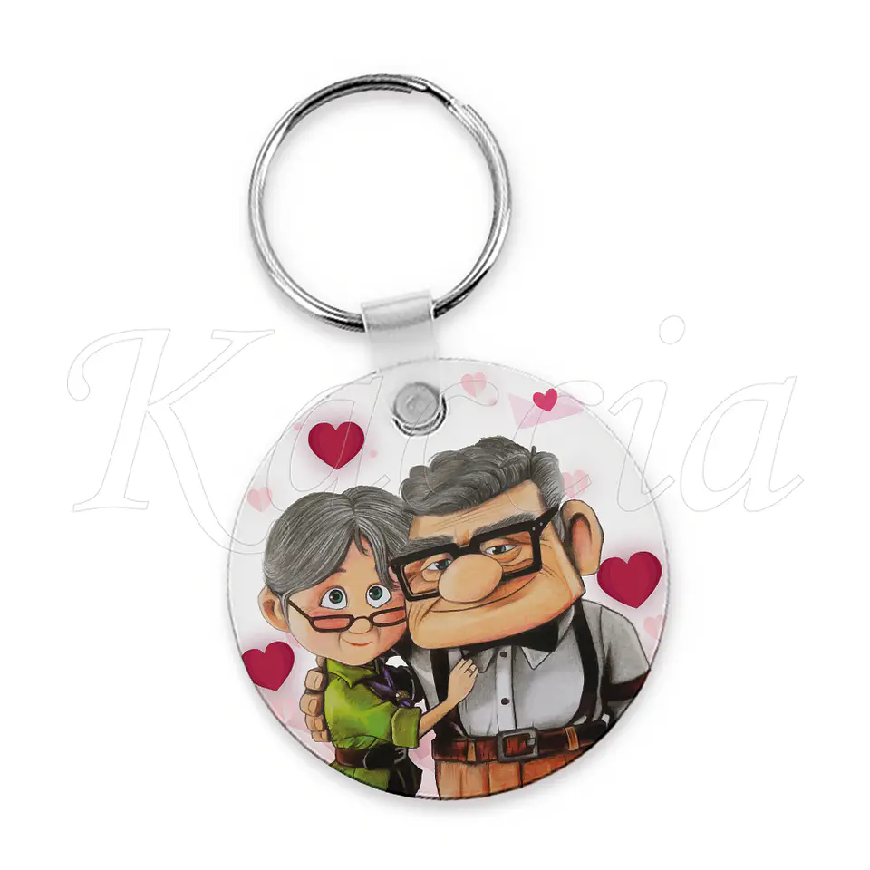 Porta-chaves Personalizado Redondo Juntos Até Sermos Velhinhos Carl e Ellie Up 2