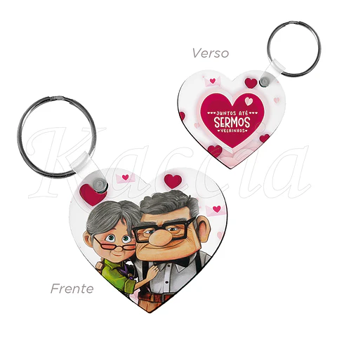 Porta-chaves Personalizado Coração Juntos Até Sermos Velhinhos Carl e Ellie Up