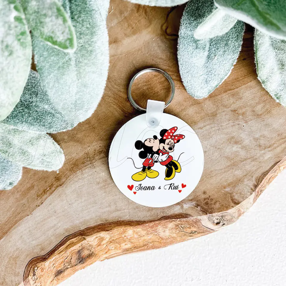 Porta-chaves Personalizado Redondo Mickey & Minnie 4