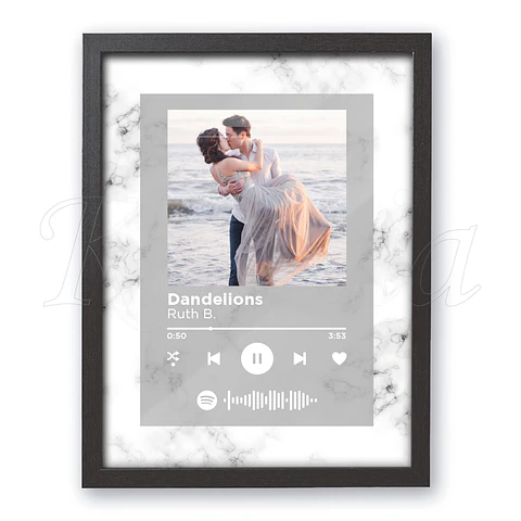 Quadro Spotify Personalizado Mármore Branco