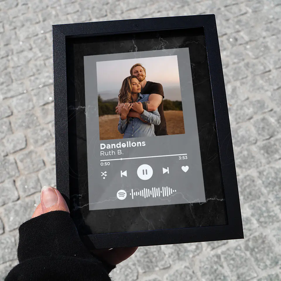 Quadro Spotify Personalizado Mármore Preto 3