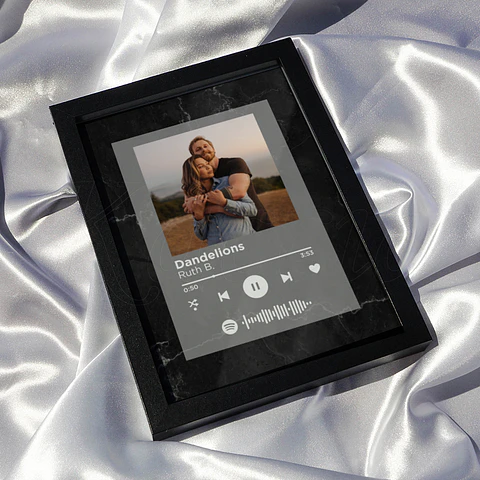 Quadro Spotify Personalizado Mármore Preto