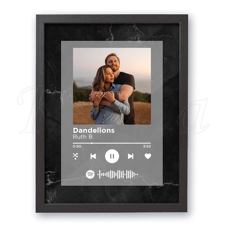 Quadro Spotify Personalizado Mármore Preto 1