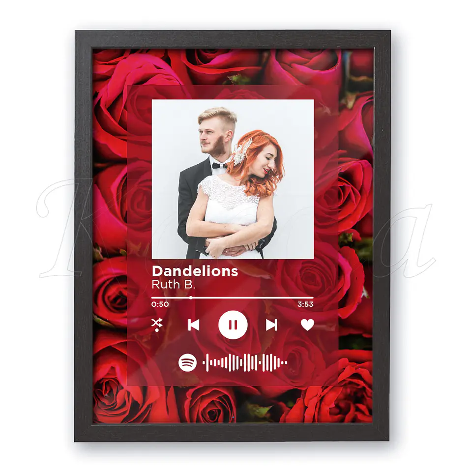 Quadro Spotify Personalizado Rosas 1