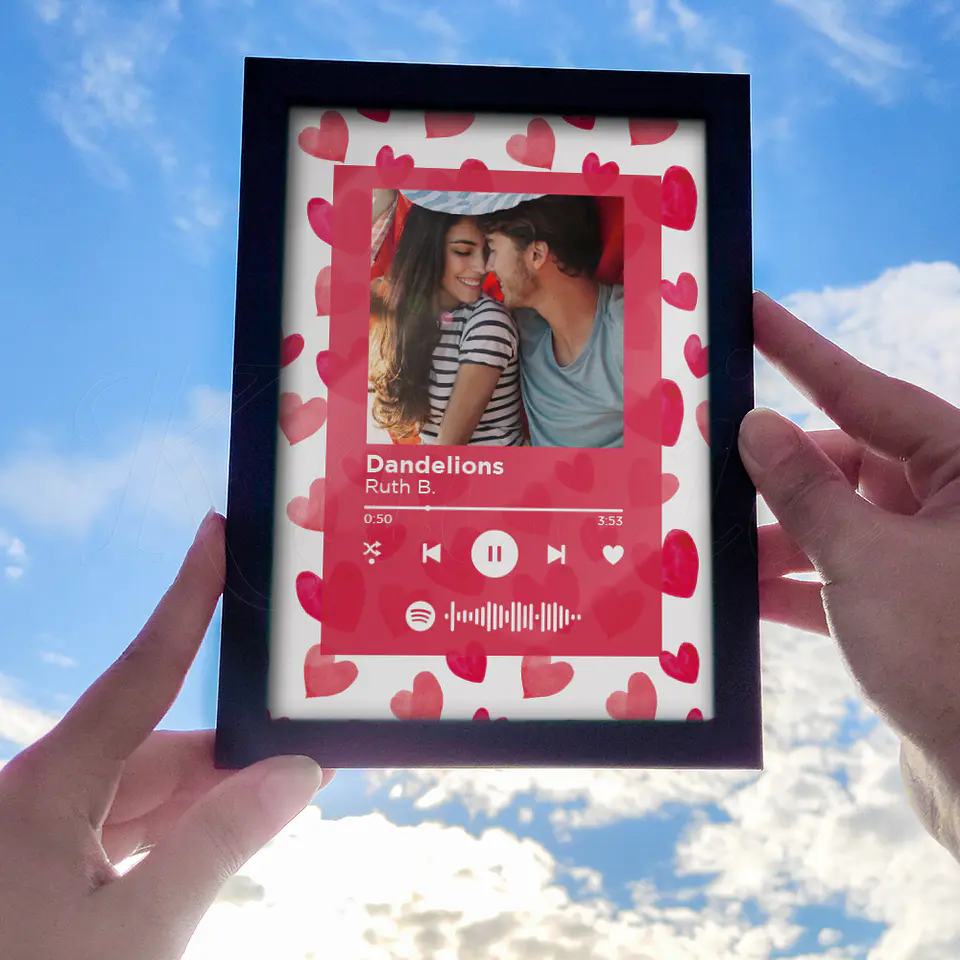 Quadro Spotify Personalizado Corações 4